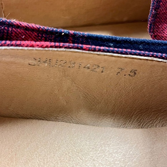 J JILL Red Black Tartan Plaid Loafers Flats Shoes Women's Sz 7.5‎ Preppy Holiday - Picture 10 of 11